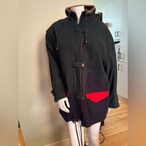 Vintage Herman Kay Wool/Cotton Reversible Peacoat Navy and Red Colour blocked